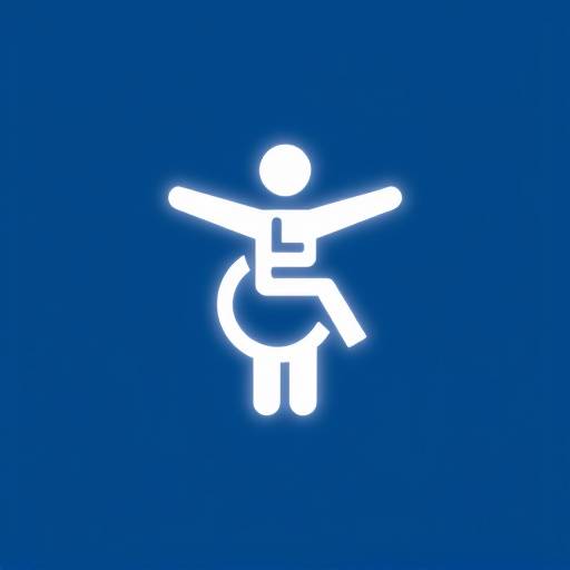 Icono de accesibilidad, una figura humana con los brazos extendidos, simbolizando inclusión y accesibilidad.